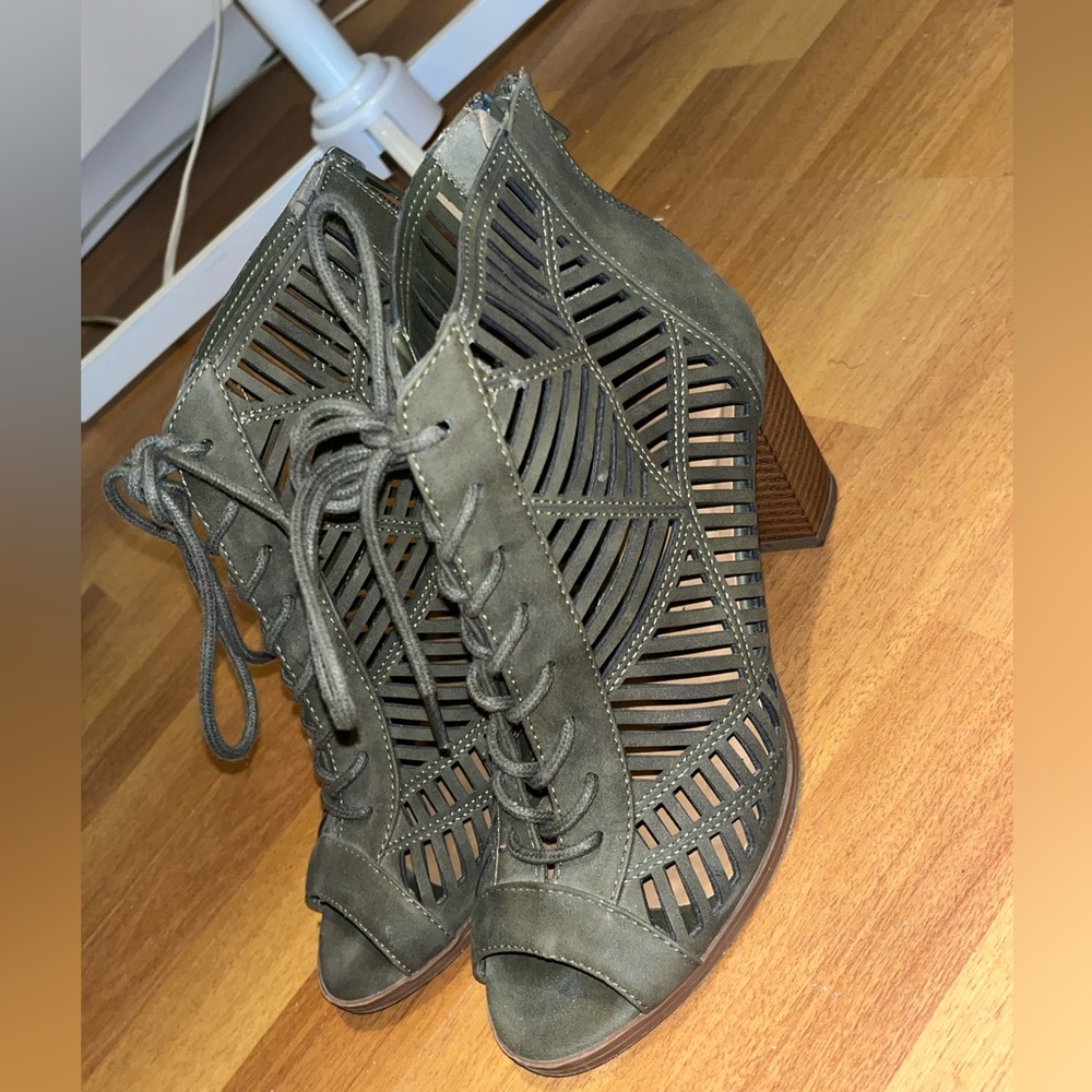 Dark green cut out heels
